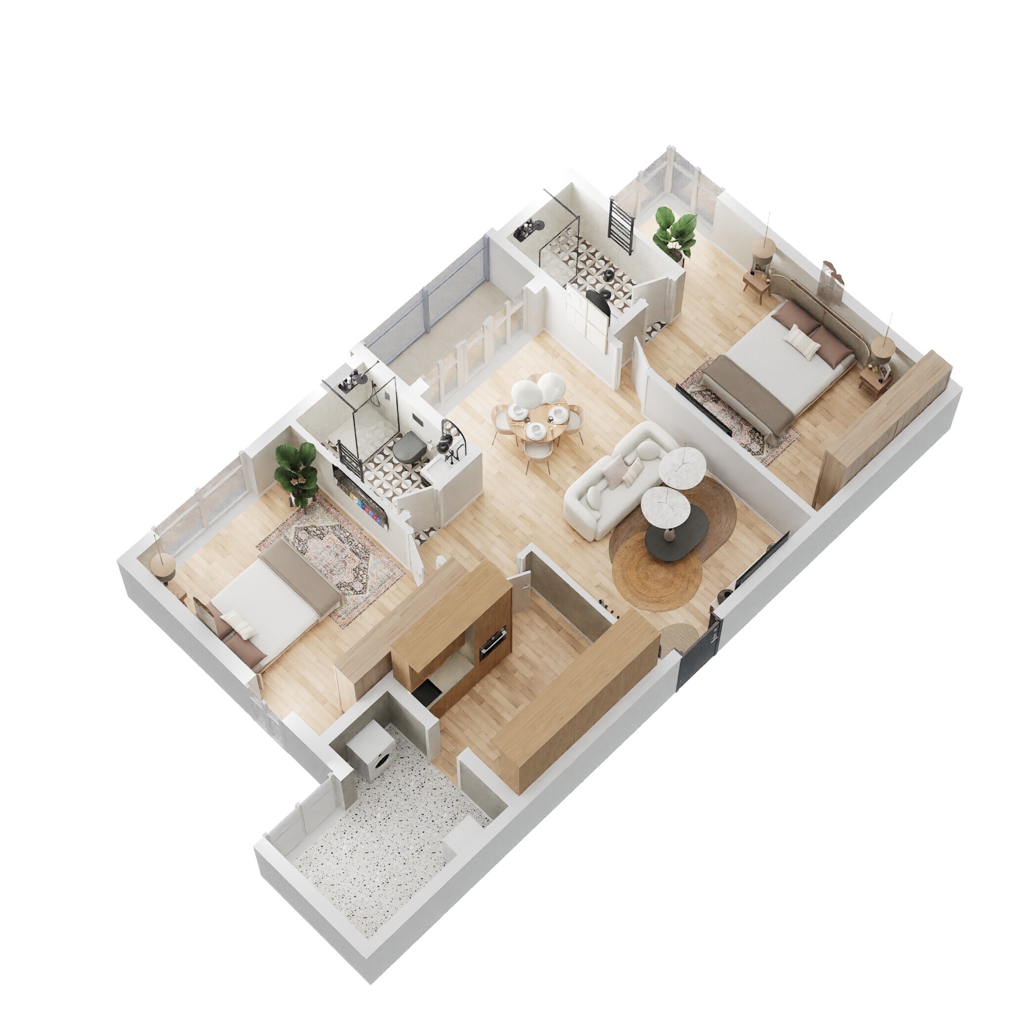 Floor plan of 2 BHK 1342 Sq. Ft. Apartment in Salarpuria Necklace Pride, Hyderabad