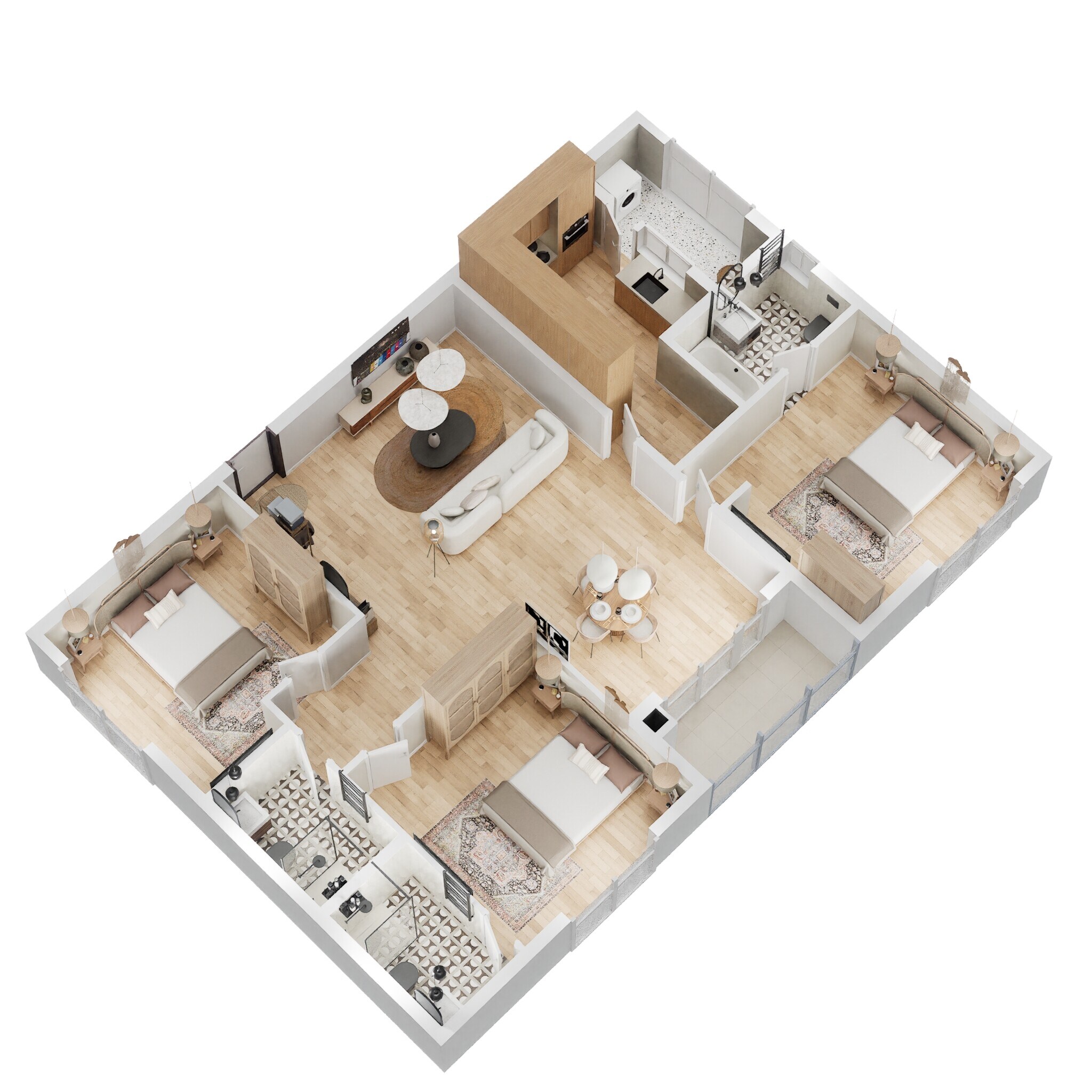 Floor plan of 3 BHK 1884 Sq. Ft. Apartment in Salarpuria Necklace Pride, Hyderabad