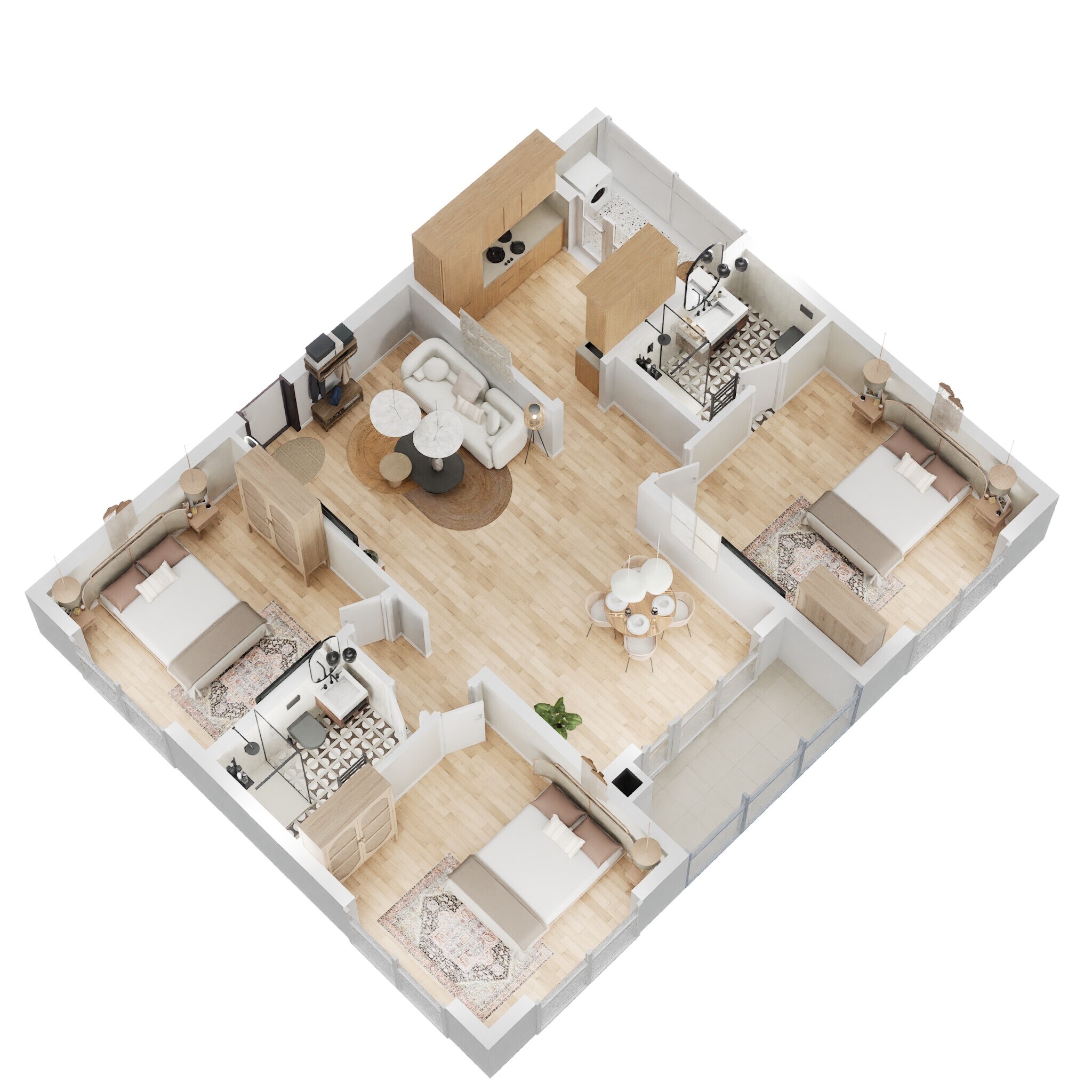 Floor plan of 3 BHK 1583 Sq. Ft. Apartment in Salarpuria Necklace Pride, Hyderabad