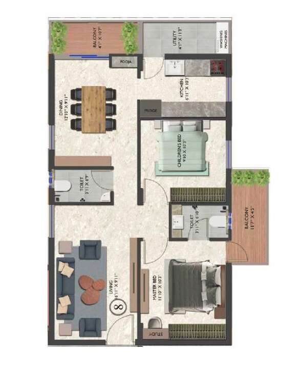 2 BHK 1175 Sq. Ft. Apartment