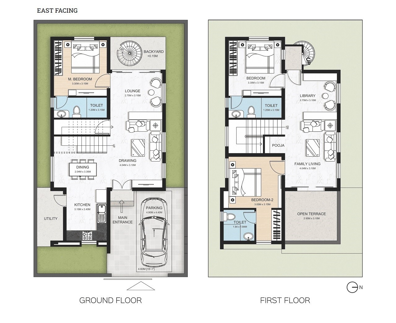 Floor plan of 3 BHK 1600 Sq. Ft. Villa in Sark Town Homes, Hyderabad