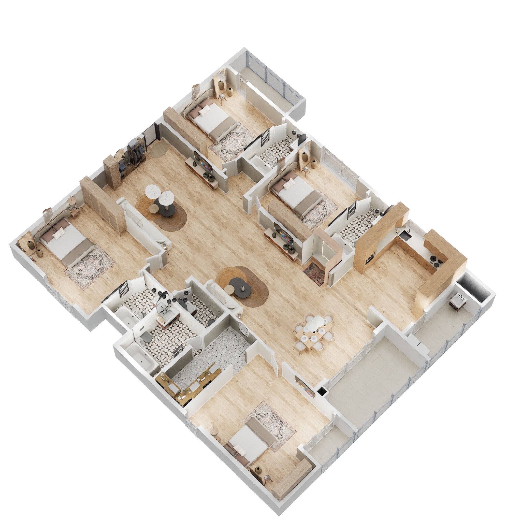 Floor plan of 4 BHK 3635 Sq. Ft. Apartment in SAS Diamond Towers, Hyderabad