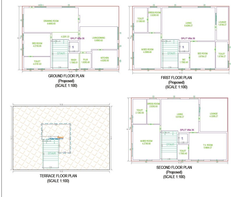 Floor plan of 4 BHK Villa - 6928 sq. ft. in Sattva Amora, Hyderabad