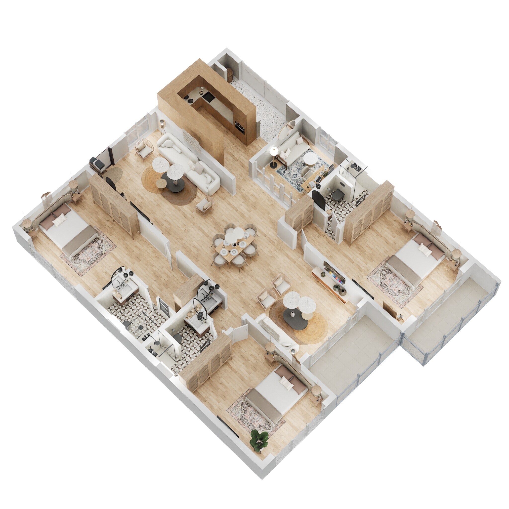 Floor plan of 3 BHK 2152 Sq. Ft. Apartment in Sattva Lakeridge, Hyderabad