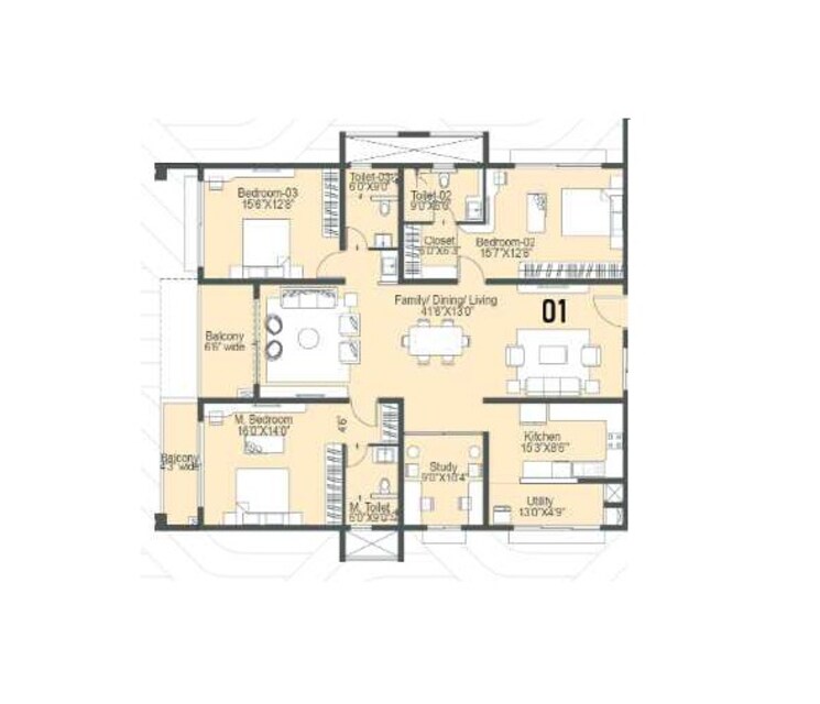 Other, sattva-lakeridge 3 Bedroom 2152 Sq.Ft. Apartment In Gowlidoddy Hyderabad 7863131