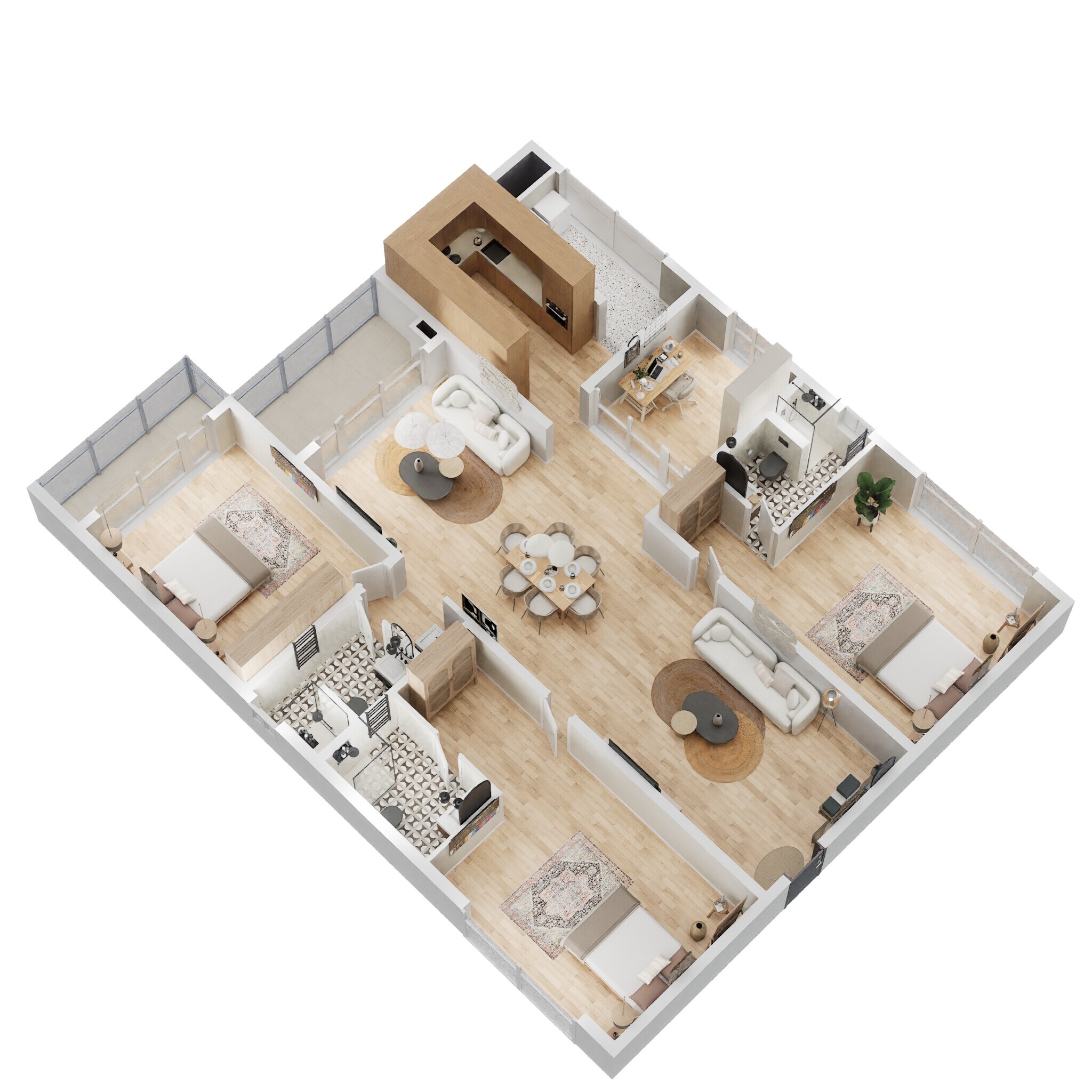 Floor plan of 3 BHK 3036 Sq. Ft. Apartment in Sattva Lakeridge, Hyderabad