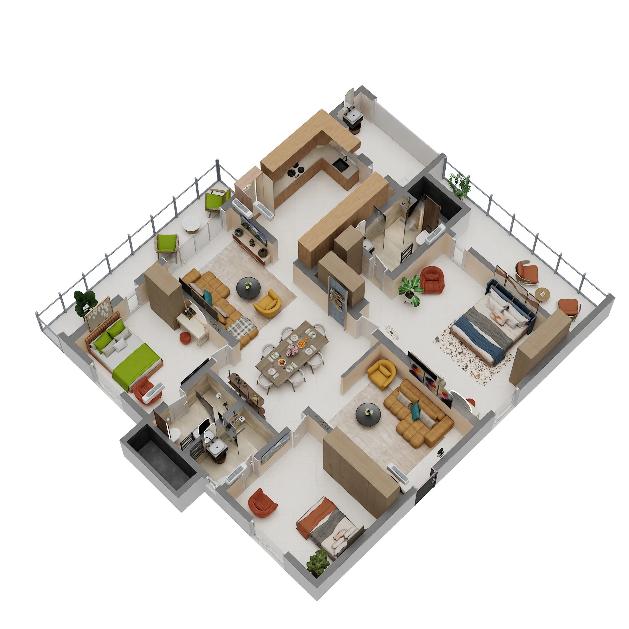 Floor plan of 3 BHK 2577 Sq. Ft. Apartment in SDG Prinia, Hyderabad