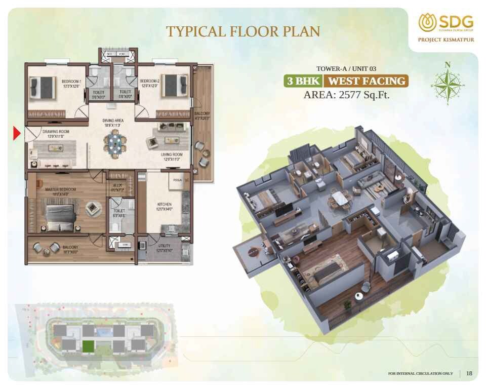 3 BHK 2577 Sq. Ft. Apartment