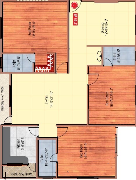 Floor plan of 3 BHK 2235 Sq. Ft. Apartment in Shamshiri Premia Platina, Hyderabad
