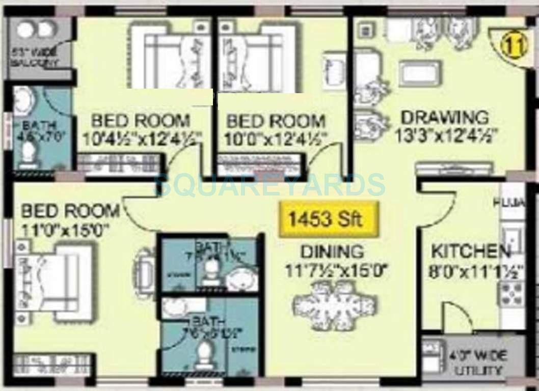 shanta sriram padmanabha residency apartment 3bhk 1453sqft1