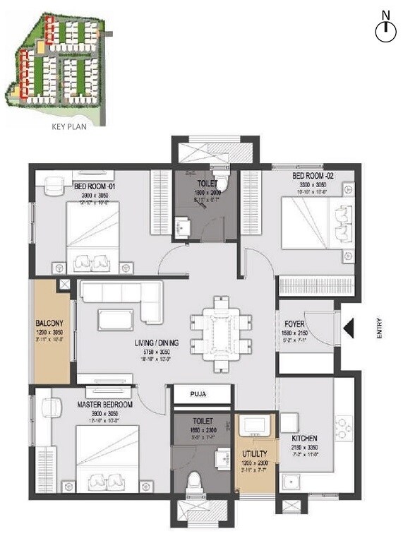 3 BHK 1294 Sq. Ft. Apartment