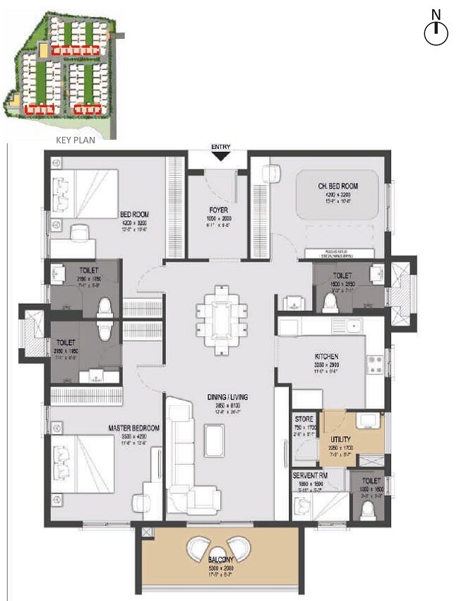 3 BHK 1975 Sq. Ft. Apartment