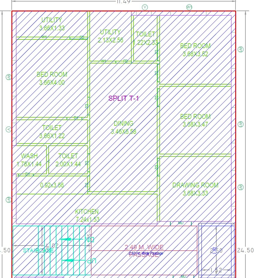 Floor plan of 3 BHK 1899 Sq. Ft. Apartment in Shanthi Nilayam, Hyderabad