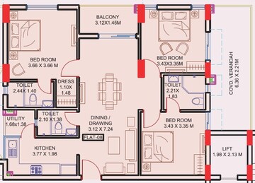  3 BHK Apartment at Sharvani Sree Hemadurga Paradise, Chanda Nagar – for Sale