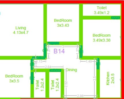 Floor plan of 3 BHK 2350 Sq. Ft. Apartment in Shirdi Srivari Elite, Hyderabad