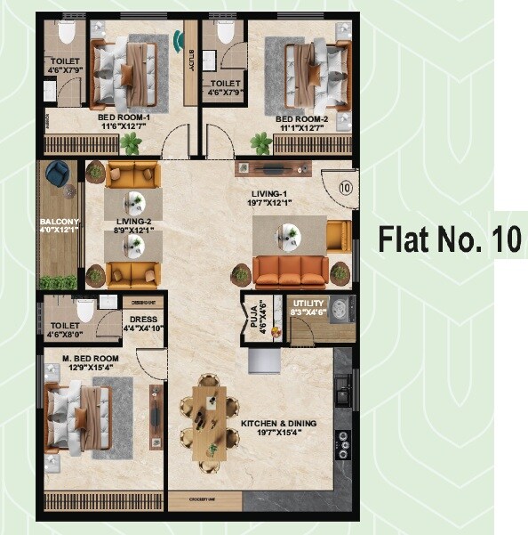 3 BHK 2022 Sq. Ft. Apartment