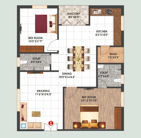 2 BHK 1240 Sq. Ft. Apartment in Shree Alkapuri Heights