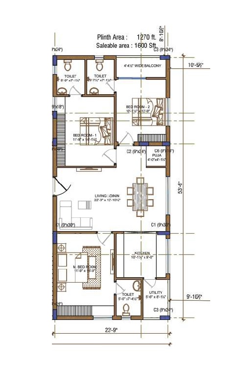 3 BHK 1600 Sq. Ft. Apartment in Shree Hruti Residency