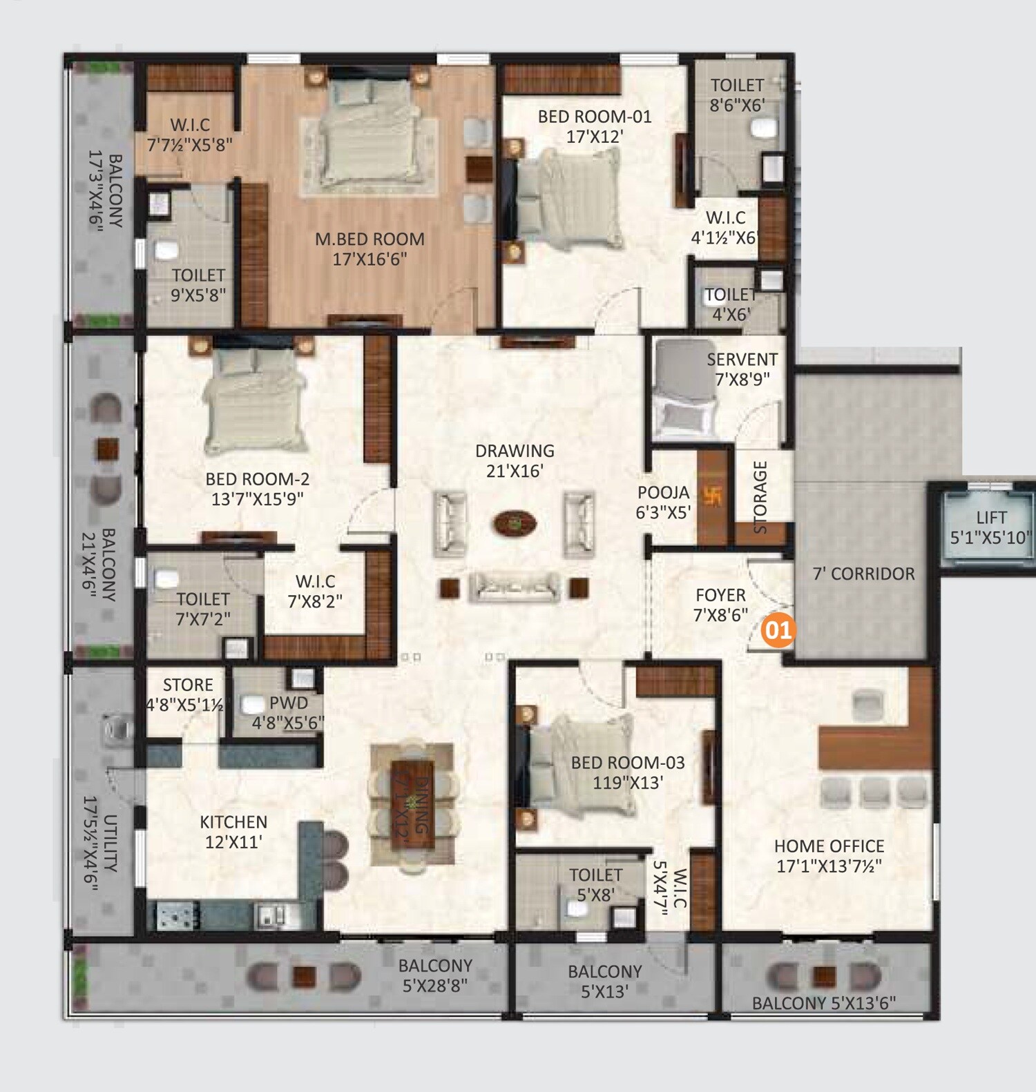 4 BHK 4185 Sq. Ft. Apartment