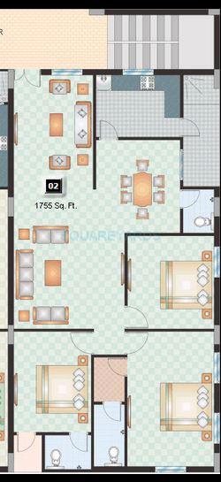 Floor plan of 3 BHK 1755 Sq. Ft. Apartment in Shriya Sl Square, Hyderabad