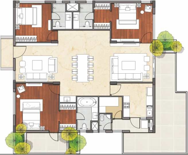 3 BHK 3033 Sq. Ft. Apartment