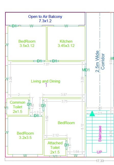 Floor plan of 3 BHK 1499 Sq. Ft. Apartment in Sikhara Parkside, Hyderabad