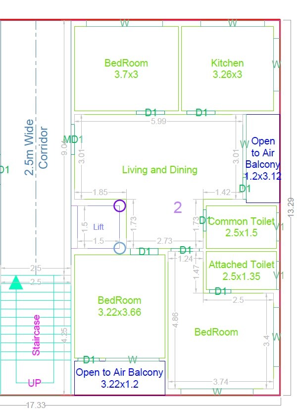 Floor plan of 3 BHK 1514 Sq. Ft. Apartment in Sikhara Parkside, Hyderabad