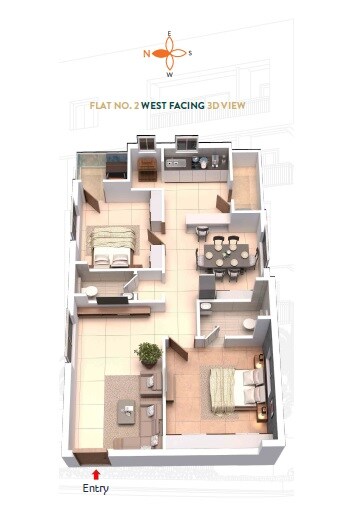 Floor plan of 2 BHK 1269 Sq. Ft. Apartment in Siri Sampada Avni, Hyderabad