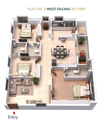 Floor plan of 3 BHK 1665 Sq. Ft. Commercial Plots in Siri Sampada Avni, Hyderabad