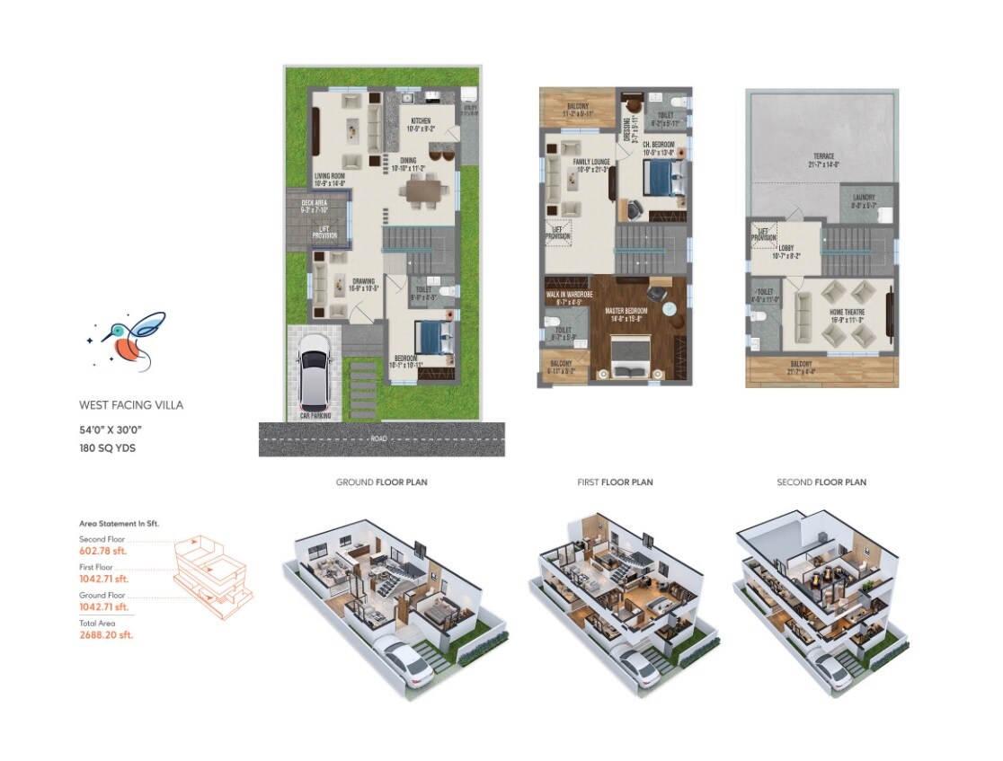 Floor plan of 3 BHK 2688 Sq. Ft. Villa in Siva Sai Myra, Hyderabad