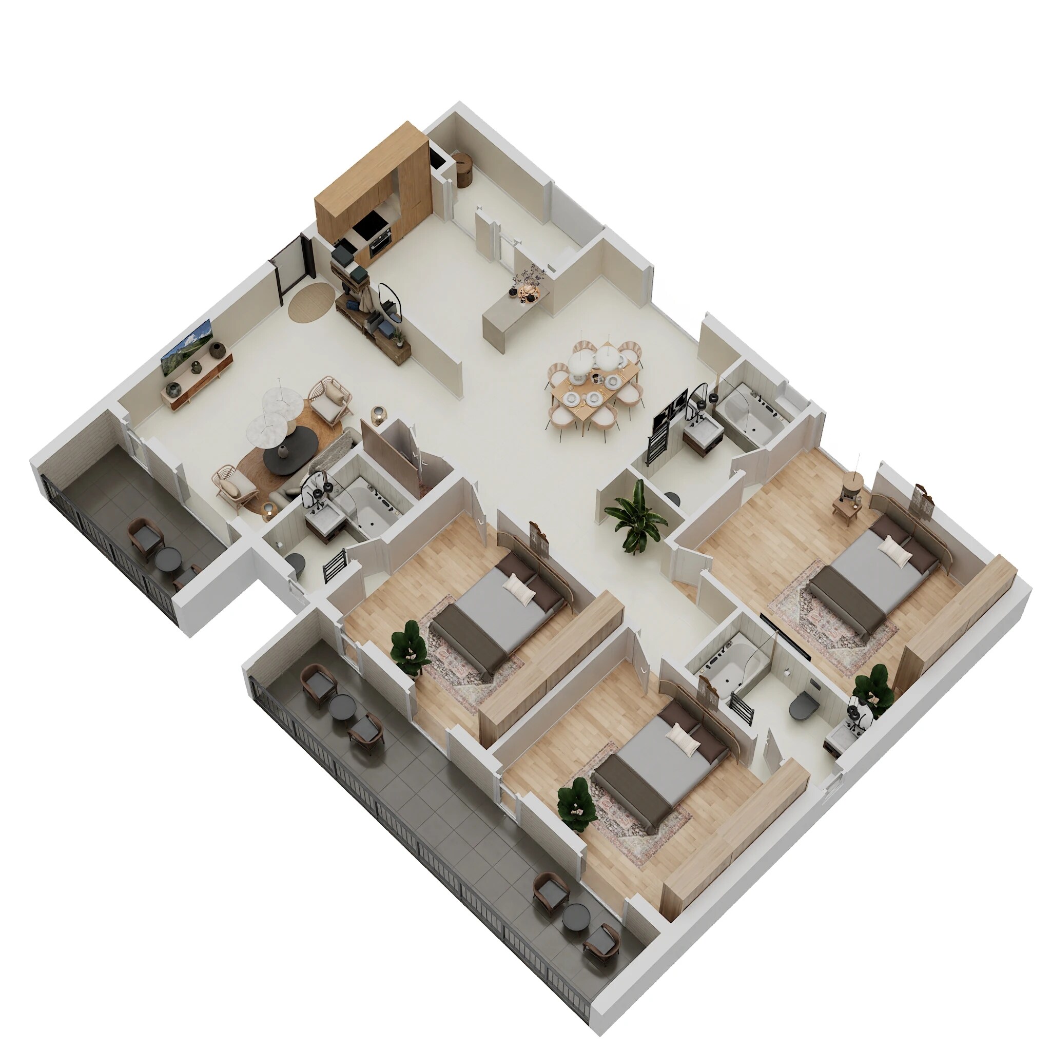 Floor plan of 3 BHK 2300 Sq. Ft. Apartment in Sivres Lumina, Hyderabad