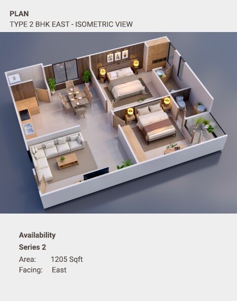 2 BHK 1205 Sq. Ft. Apartment