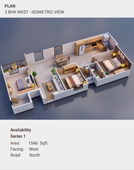 3 BHK 1546 Sq. Ft. Apartment