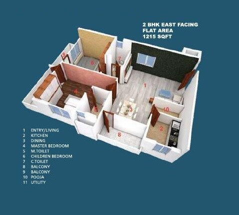 2 BHK 1215 Sq. Ft. Apartment