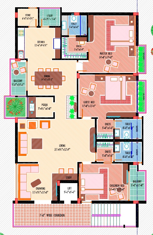 3 BHK 2768 Sq. Ft. Apartment in SL Giri Kunj