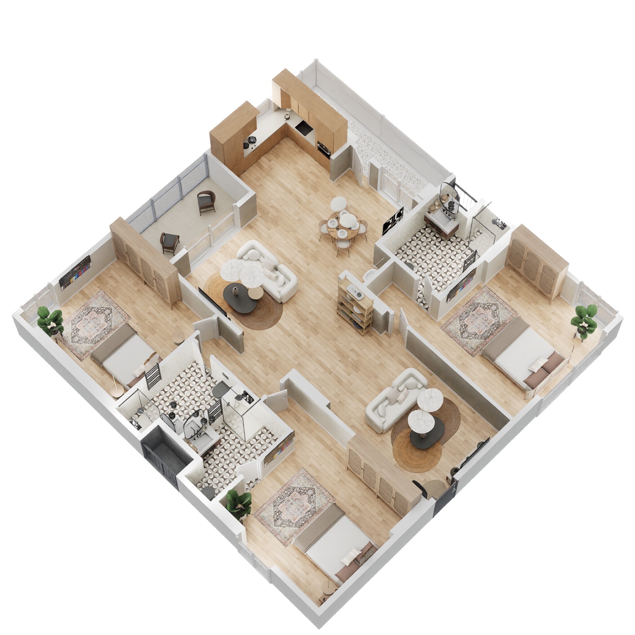 Floor plan of 3 BHK 2347 Sq. Ft. Apartment in SMR Vinay Iconia Hyderabad, Hyderabad