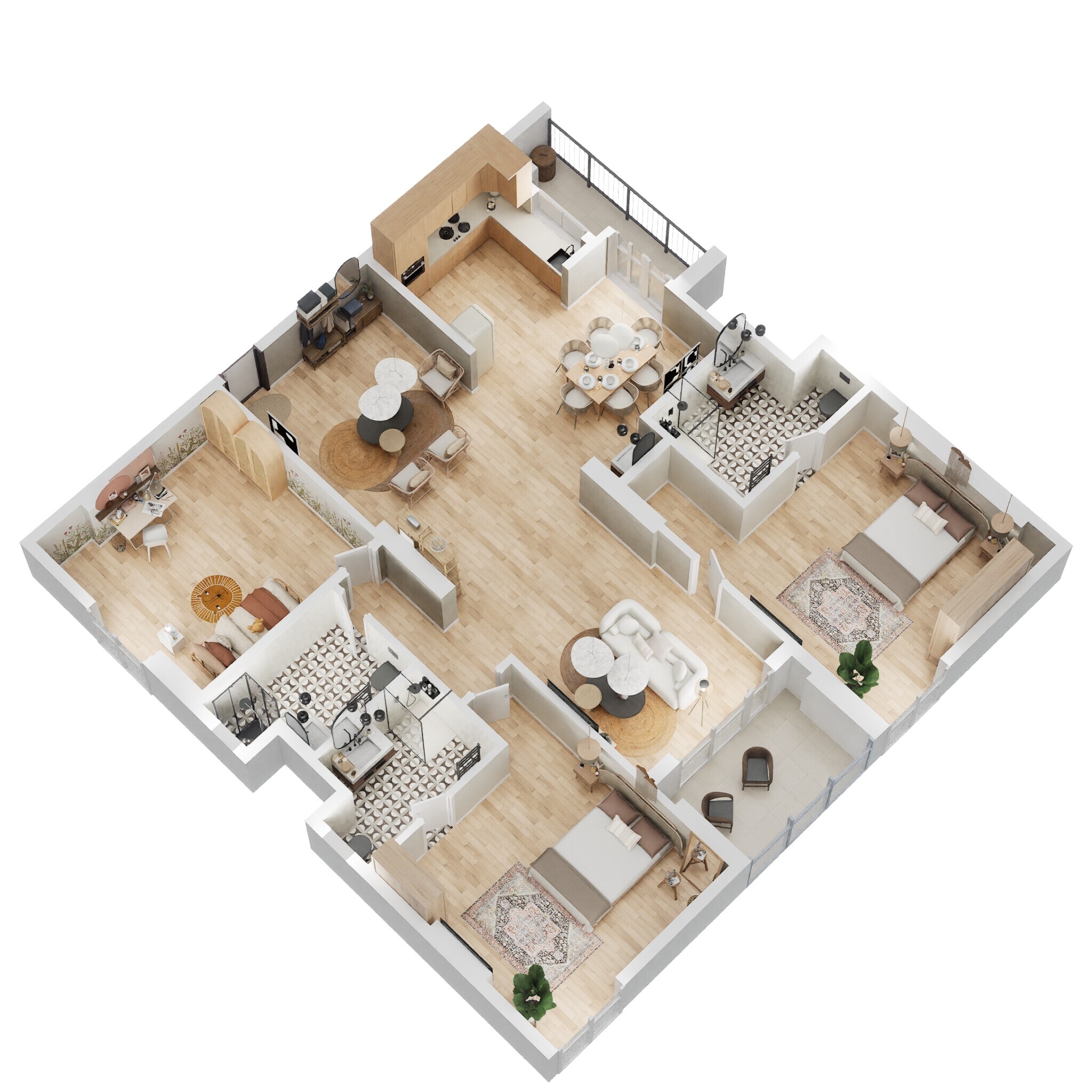 Floor plan of 3 BHK 2367 Sq. Ft. Apartment in SMR Vinay Iconia Hyderabad, Hyderabad