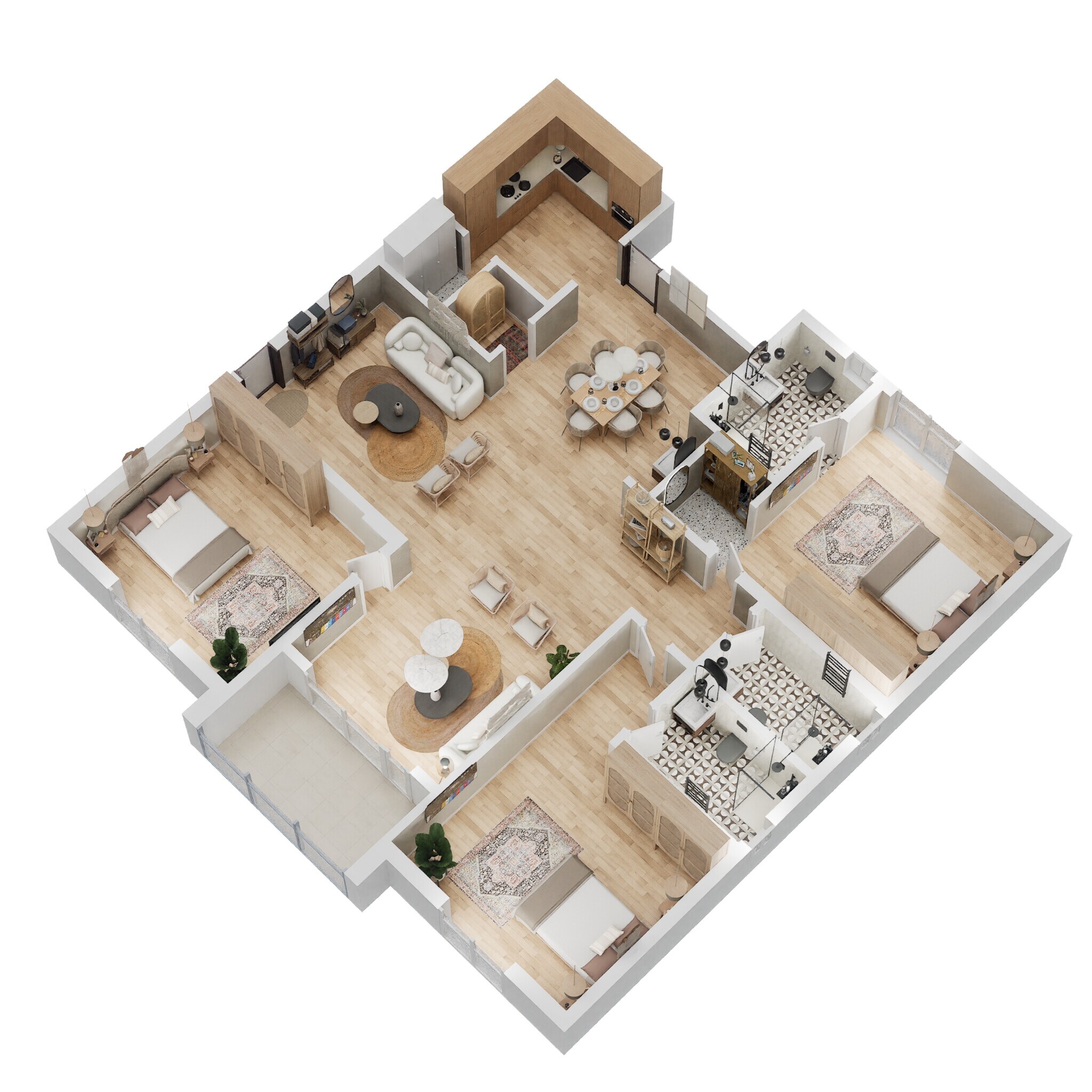 Floor plan of 3 BHK 2410 Sq. Ft. Apartment in SMR Vinay Iconia Hyderabad, Hyderabad