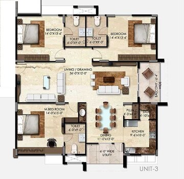  3 BHK Apartment at SMR Vinay Iconia Hyderabad, Kondapur – for Rent