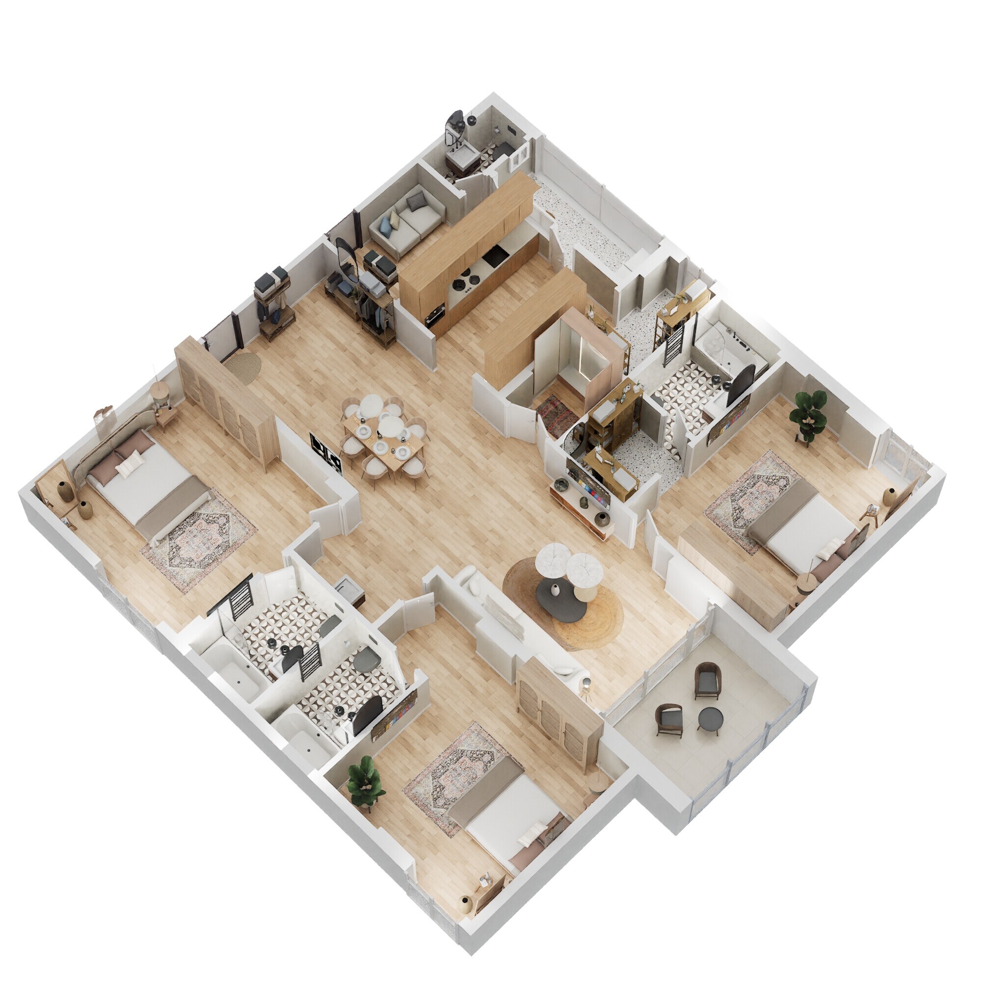 Floor plan of 3 BHK 2550 Sq. Ft. Apartment in SMR Vinay Iconia Hyderabad, Hyderabad