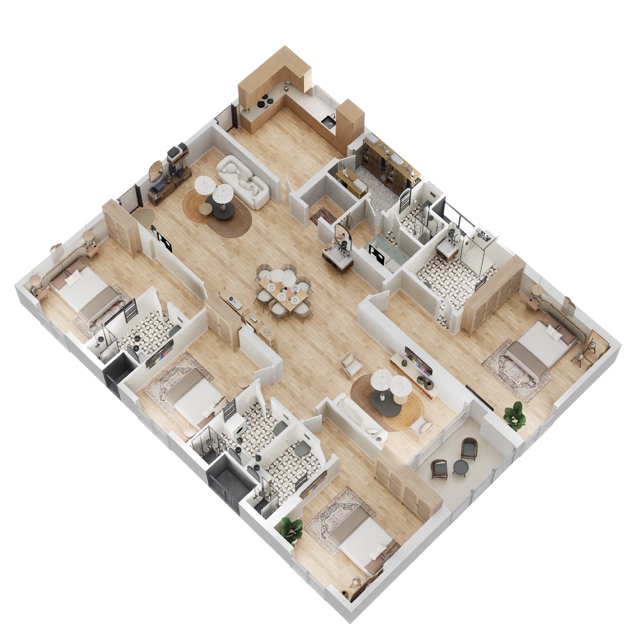 Floor plan of 3 BHK 2720 Sq. Ft. Apartment in SMR Vinay Iconia Hyderabad, Hyderabad