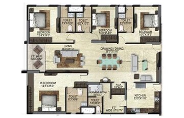  3 BHK Apartment at SMR Vinay Iconia Hyderabad, Kondapur – for Rent