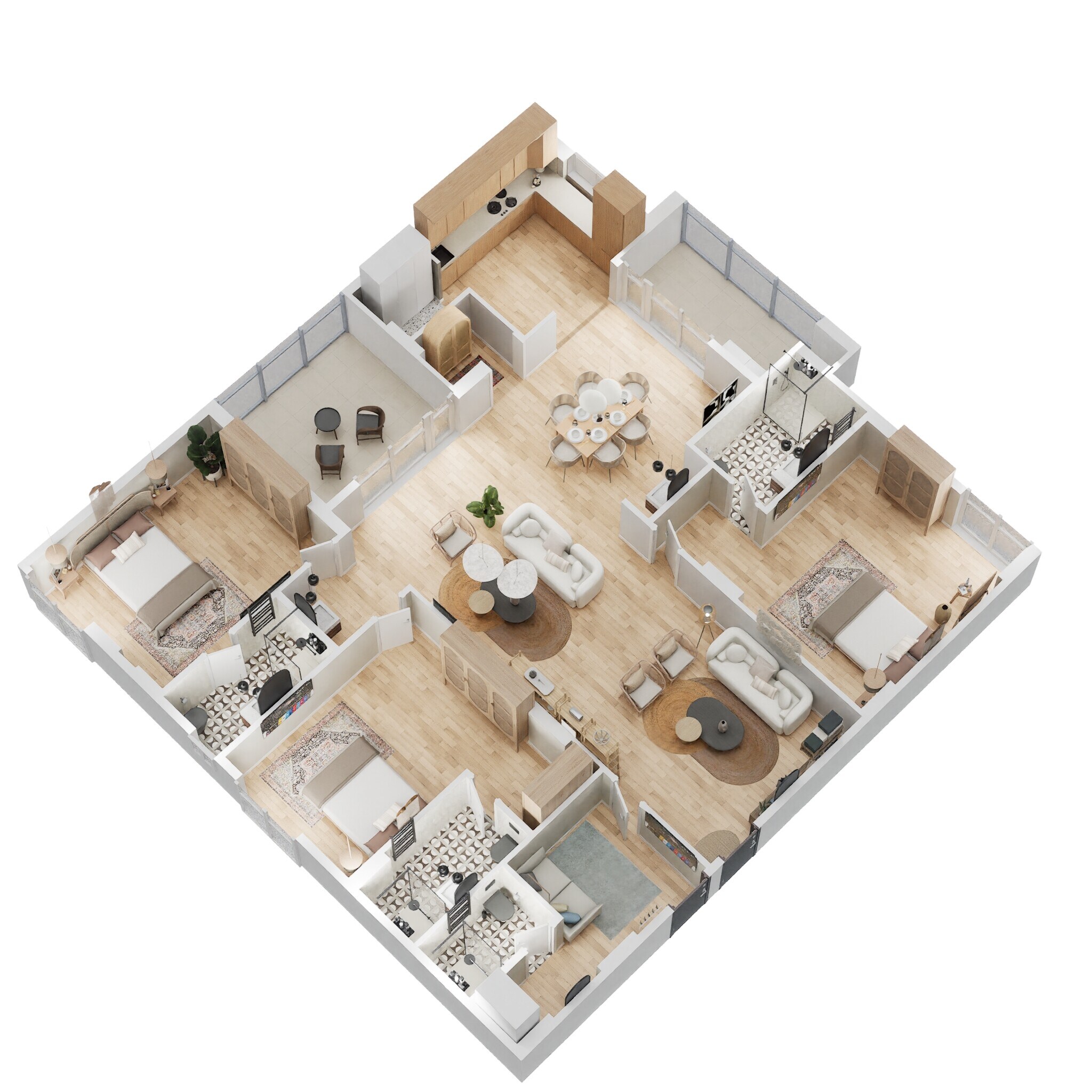 Floor plan of 3 BHK 2540 Sq. Ft. Apartment in SMR Vinay Iconia Hyderabad, Hyderabad