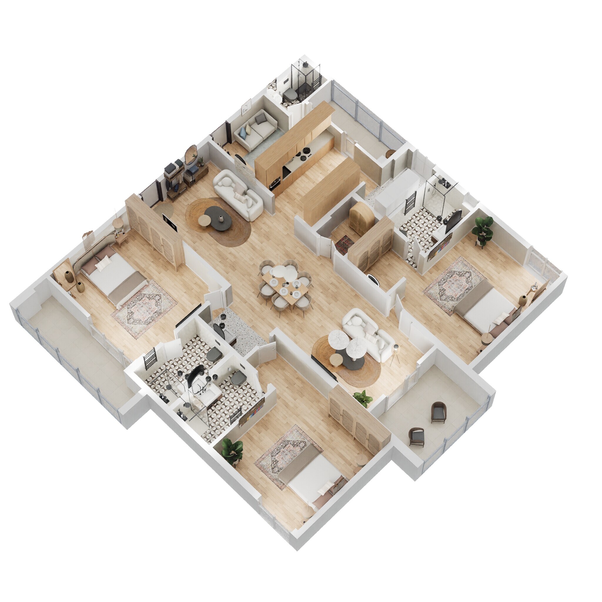 Floor plan of 3 BHK 2585 Sq. Ft. Apartment in SMR Vinay Iconia Hyderabad, Hyderabad