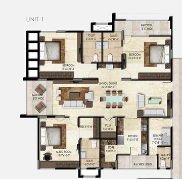  3 BHK Apartment at SMR Vinay Iconia Hyderabad, Kondapur – for Rent