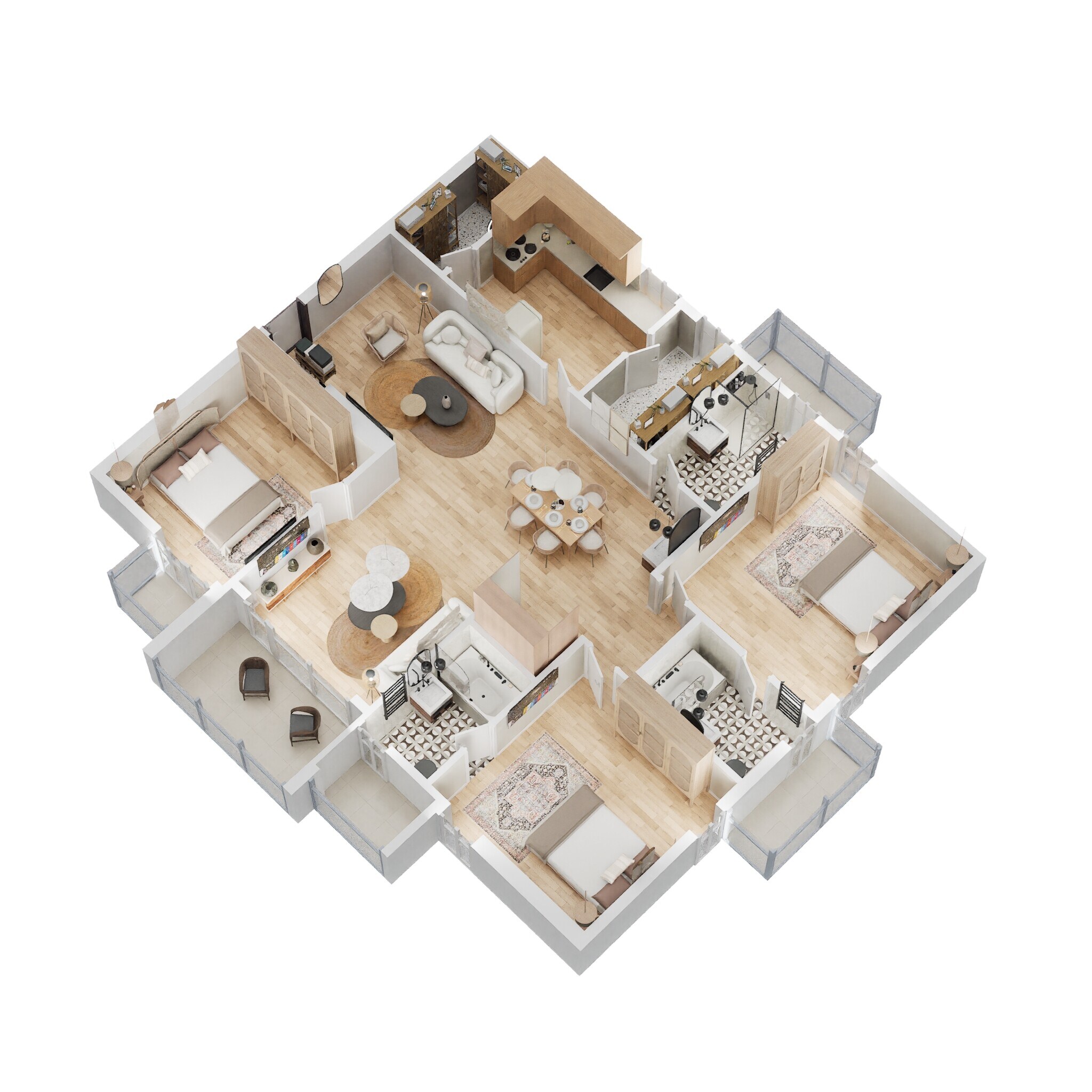 Floor plan of 3 BHK 2140 Sq. Ft. Apartment in SMR Vinay Iconia Hyderabad, Hyderabad