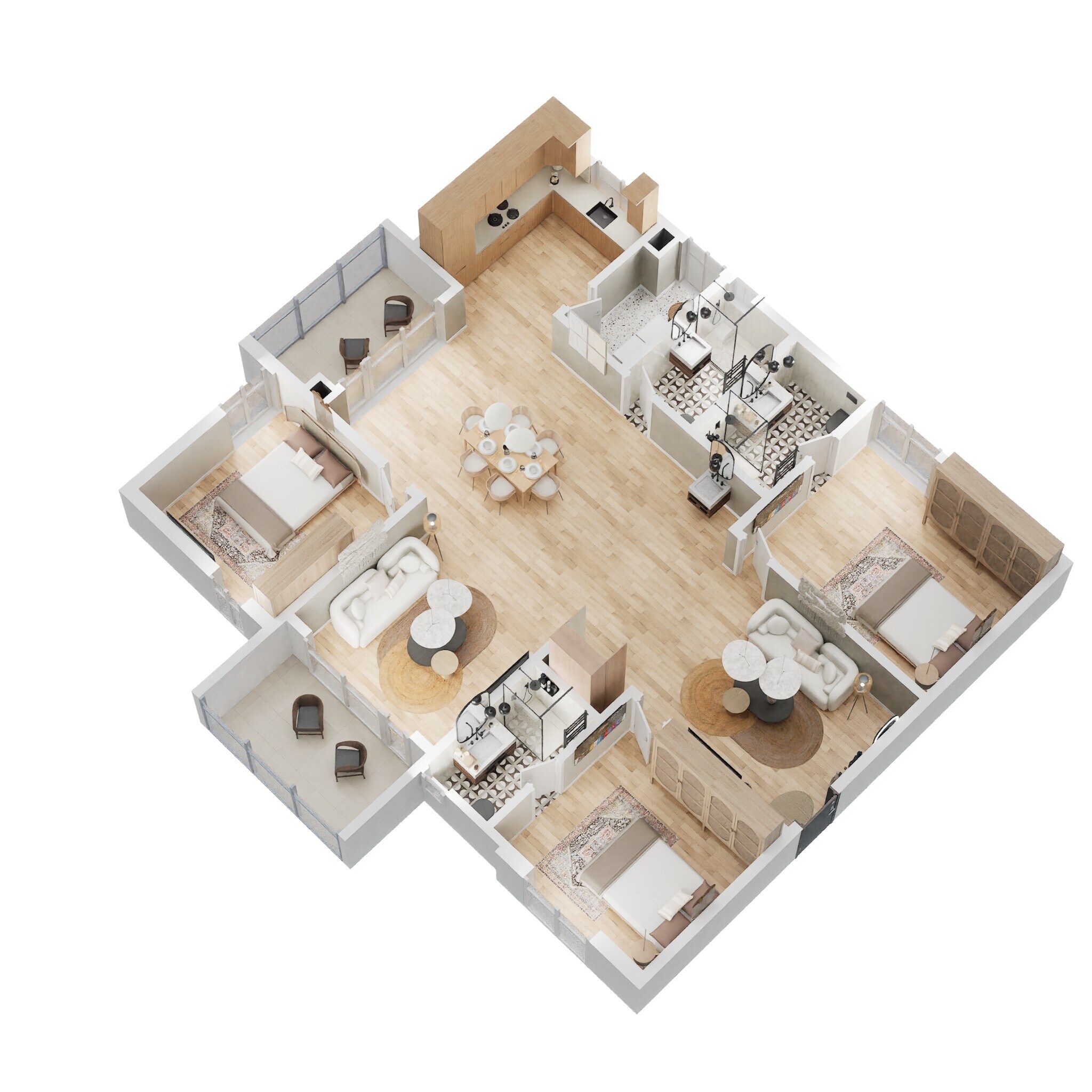 Floor plan of 3 BHK 2290 Sq. Ft. Apartment in SMR Vinay Iconia Hyderabad, Hyderabad