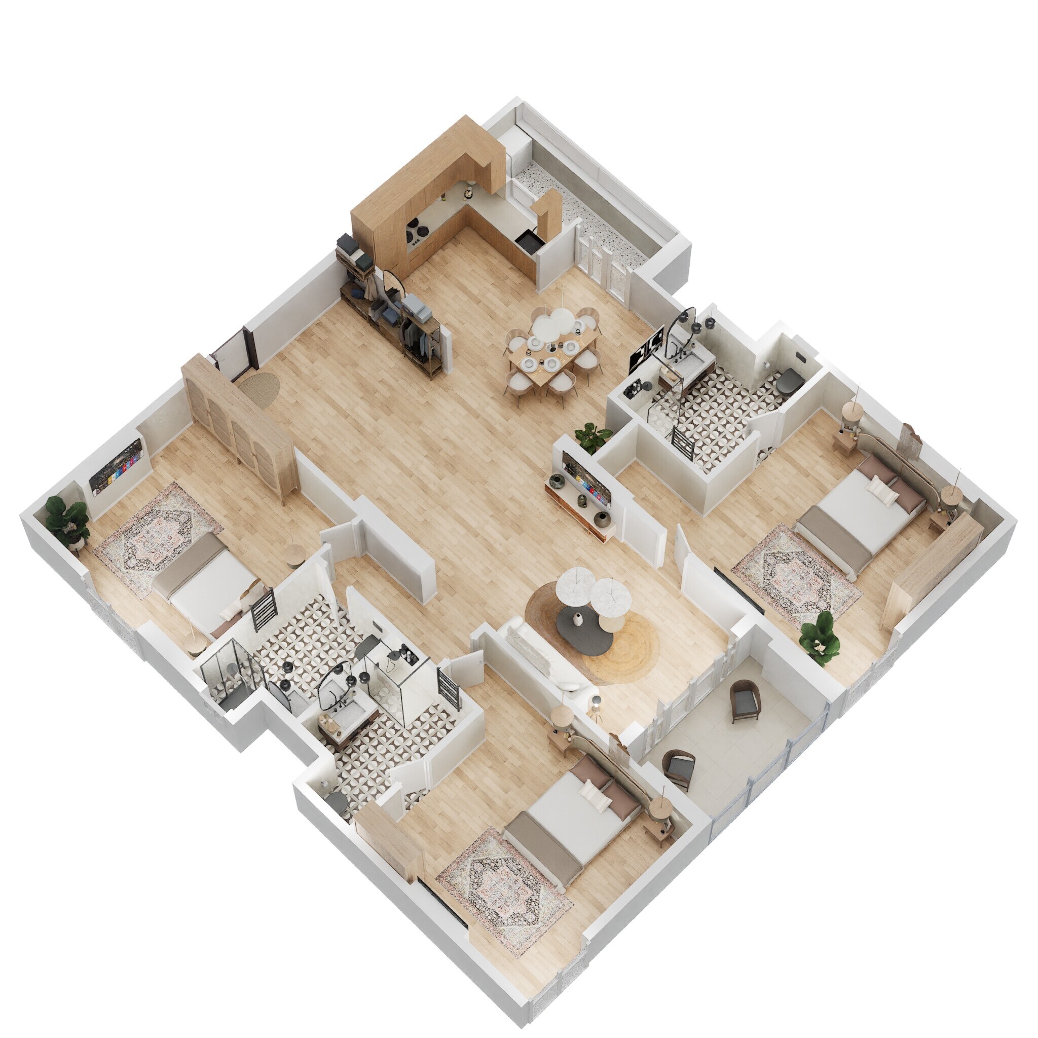 Floor plan of 3 BHK 2390 Sq. Ft. Apartment in SMR Vinay Iconia Hyderabad, Hyderabad