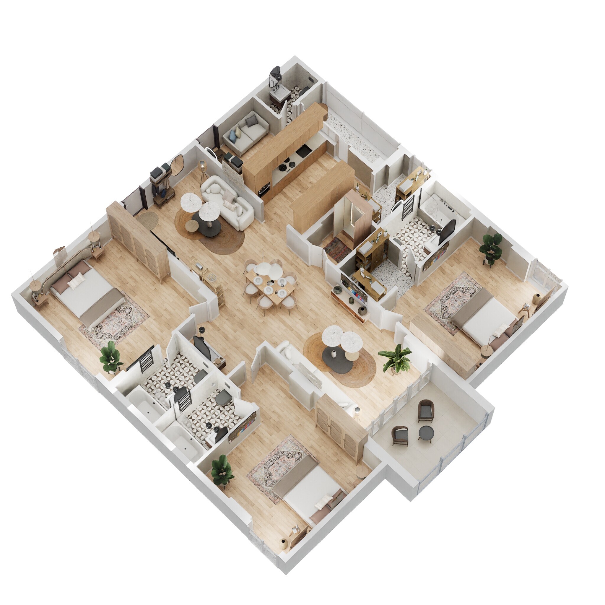Floor plan of 3 BHK 2575 Sq. Ft. Apartment in SMR Vinay Iconia Hyderabad, Hyderabad