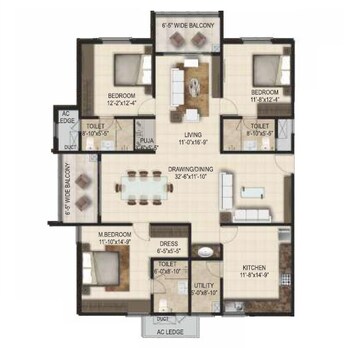  3 BHK Apartment at SMR Vinay Iconia Phase II, Kondapur – for Rent